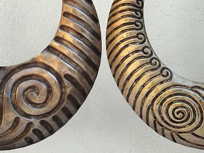 Tribal Metal Necklaces on Stand 3D model