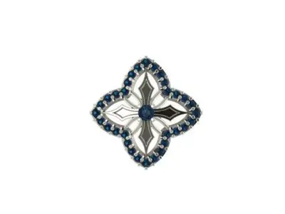 earring sapphire and diamond cross brooch Free 3D model
