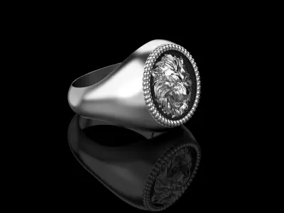 Lion Signet Ring 18 - 22 size N120 3D print model