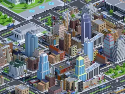 Low Poly City Low-poly 3D model