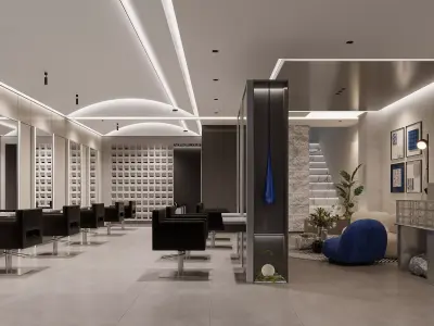 modern hair salon interior 3D model