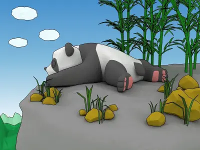 Panda cartoon style 3D model