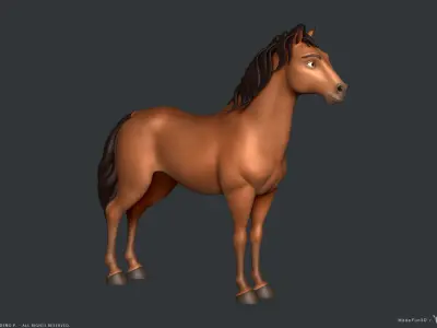 Stylized Cartoon Horse Low-poly 3D model