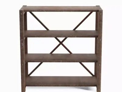 Wide Pottery Shelf 01 Low-poly 3D model