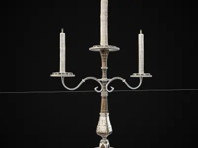 Ornamented  Three Point Candelabra Low-poly 3D model