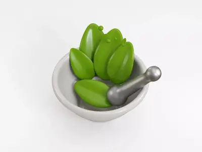 Nature herbal plant with bowl Low-poly 3D model