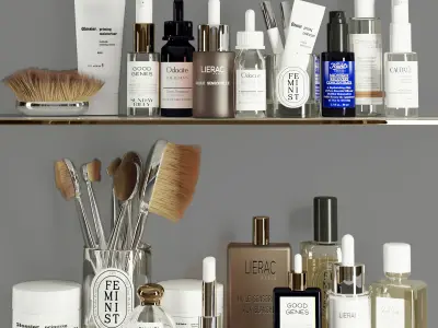 3dasset skincare products shelf 3D model