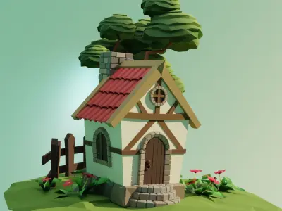 Low Poly House Free low-poly 3D model