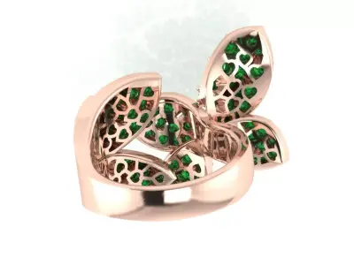 Six leaves ring Pasqual Bruni style 3D print model