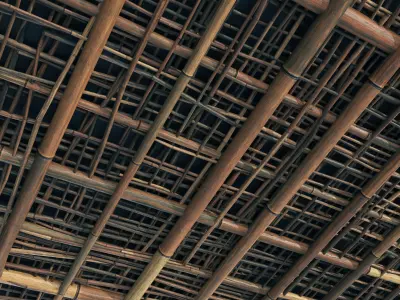 Ceiling bamboo branch cage decor  n1 3D model