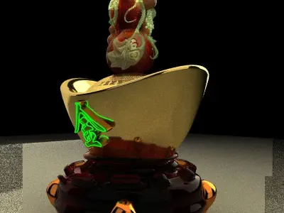 Chinese gold ingot 3D model 6