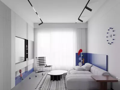 Modern living room dining room interior scenes 466 3D model