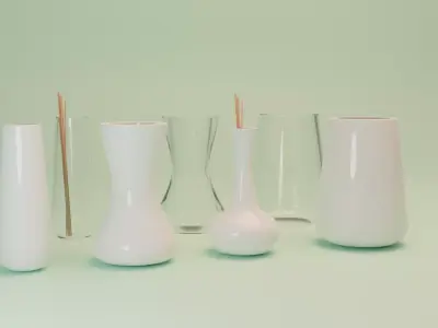 Vases set of Low-poly 3D model