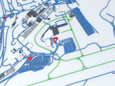 London Luton LTN Airport Roads Buildings and Public Transport 3D model