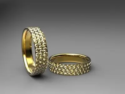 Ring pair of gold wedding rings Free 3D print model
