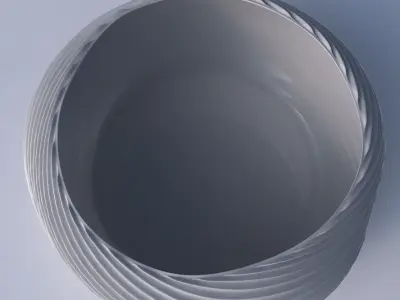 Bowl spheric squeezed wide with bent extruded lines 3 3D print model