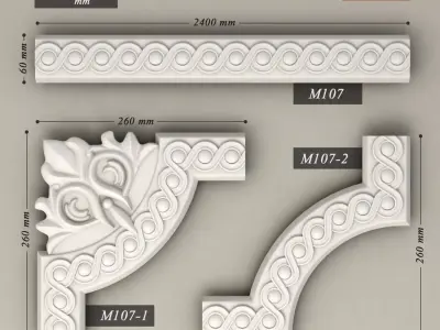 Molding with corner elements Harmony M107 3D model