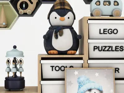 toys and furniture set Low-poly 3D model