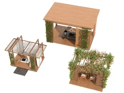 Pergolas collection table with flowers 3D model