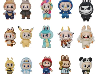 Labubu pack x15 3D print model