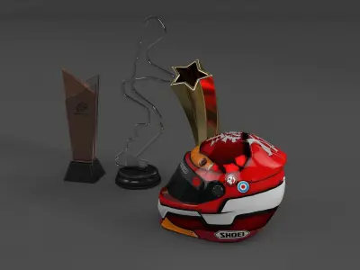 Trophy and Helmet Low-poly 3D model