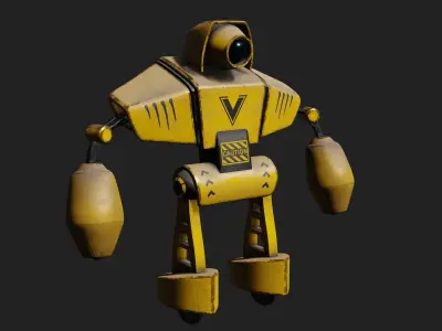 Robot character Low-poly 3D model