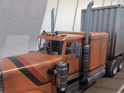 Delivery Truck with Trailer Low-poly 3D model