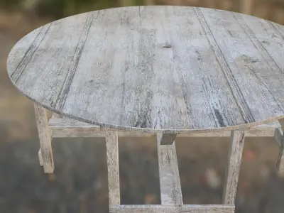 Rustic Round Wooden Table 3D model