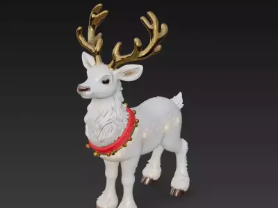 Stylized Christmas Reindeer - Cute Holiday Deer Figurine 3D Model Collection