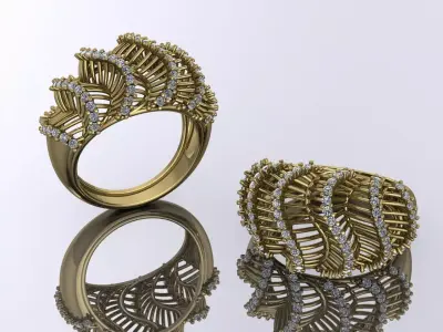 Elegant Ring Jewelry Brand Gold 3D print model buy