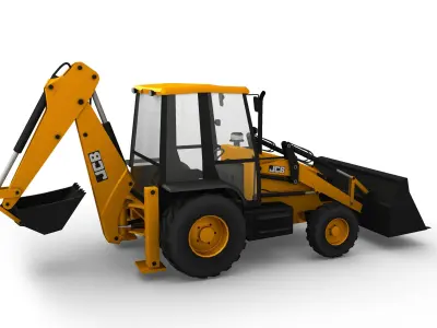 JCB Backhoe Loader model Low-poly 3D model