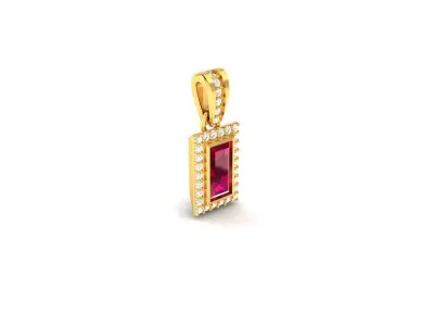 Women Baguette Stone Pendants 3dm STL OBJ FBX Render Details 3D print model