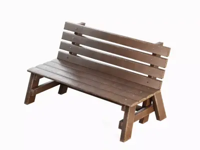 Wooden Outdoor Bench A 01 Low-poly 3D model