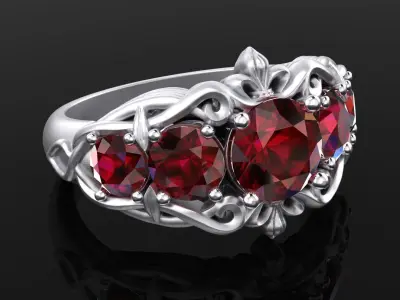 Ring with patterns nd Lilies 3D print model