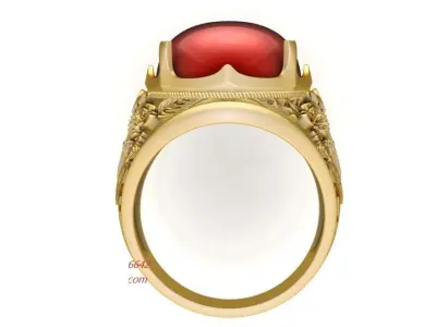 Luxury Oval Cabochon Gemstone Signet Ring for Men 197 3D print model