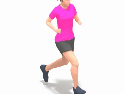 Jogging Exercise Woman Animation  Low-poly 3D model