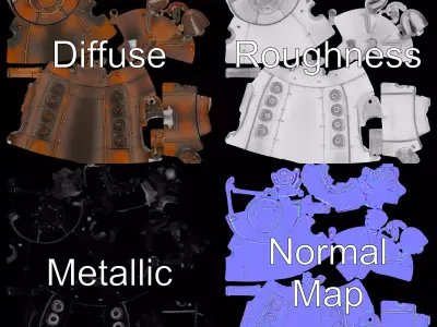 Steampunk Submarine Bronze model pack Low-poly 3D model