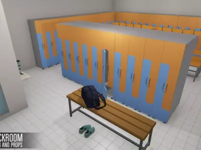 Cloackroom - interior and props Low-poly 3D model