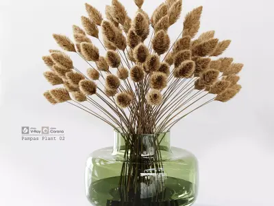 Pampas Plant 02 Low-poly 3D model