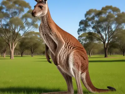 Realistic Kangaroo 3D Australian Marsupial Natural Fur Texture Low-poly 3D model