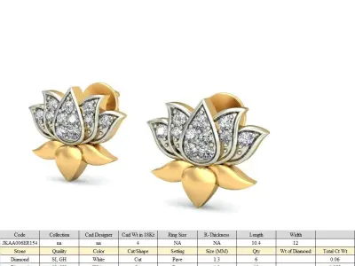 Solitaire Women Earring 3D print model 8