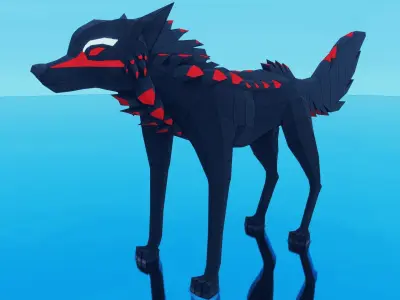 magic wolf Low-poly Game ready PBR  Low-poly 3D model