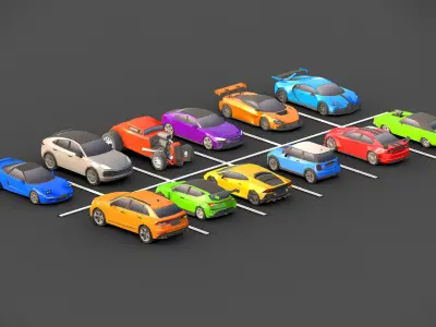  3D Low-poly Car Pack model Low-poly 3D model