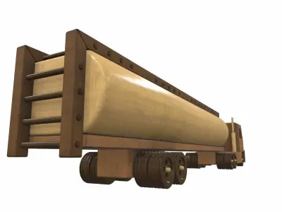 Wooden car toy truck and trailer 2 Free 3D model