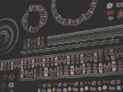 3 flowers Lace Borders and Trims Materials Textures Texture