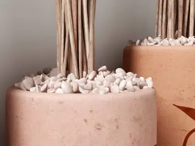 Vase concrete pebble branch decor n8 3D model