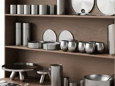 059 Kitchen decor set DISHES aluminium 01 3D model