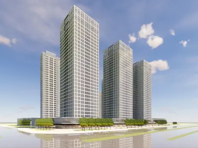 Business Center Night 3D model 3D model