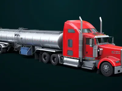 Generic Heavy Truck 02 Food Tank Trailer Low-poly 3D model