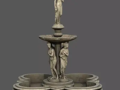 Water fountain Greek Low-poly 3D model